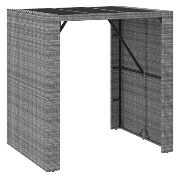 5 részes szürke polyrattan kerti bárszett párnákkal