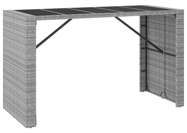 9 részes szürke polyrattan kerti bárszett párnával