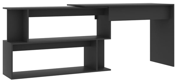 Szürke forgácslap sarokasztal 200 x 50 x 76 cm