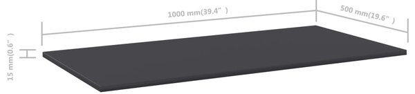4 db szürke forgácslap könyvespolc 100 x 50 x 1,5 cm