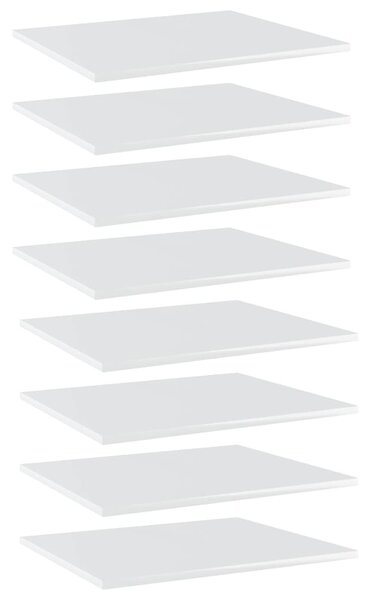8 db magasfényű fehér forgácslap könyvespolc 60 x 50 x 1,5 cm