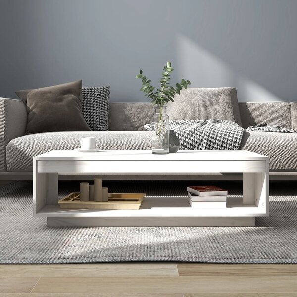 Fehér tömör fenyőfa dohányzóasztal 110 x 50 x 33,5 cm