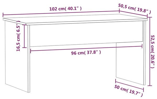 Szürke sonoma színű szerelt fa dohányzóasztal 102x50,5x52,5 cm