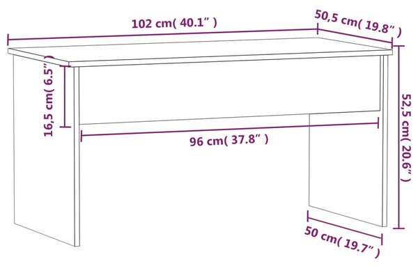 Betonszürke szerelt fa dohányzóasztal 102 x 50,5 x 52,5 cm