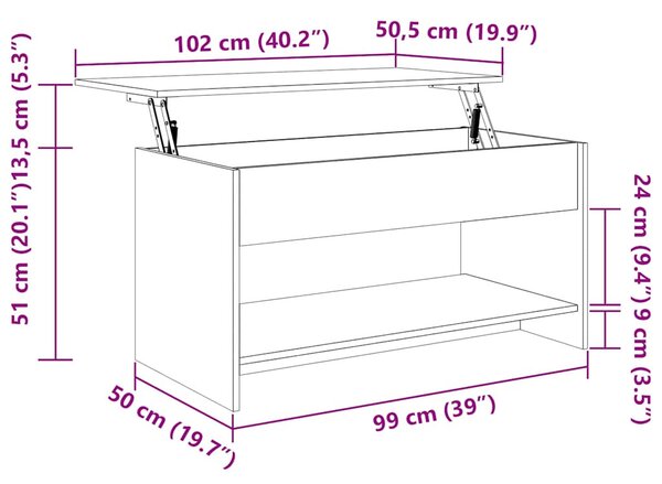 Fekete szerelt fa dohányzóasztal 102x50x52,5 cm