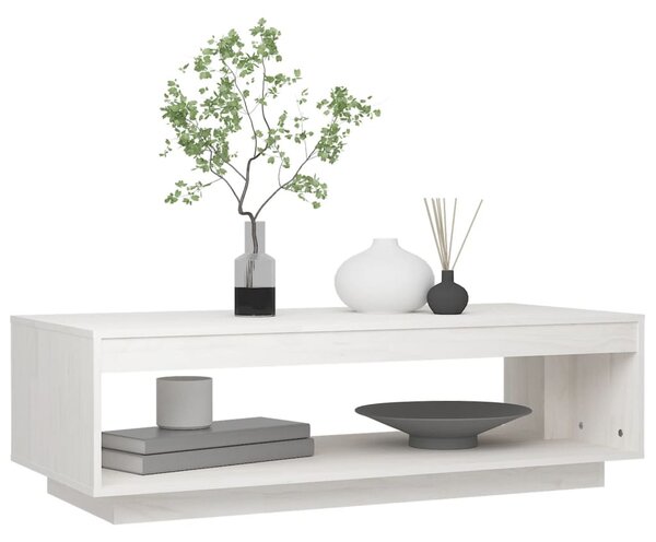 Fehér tömör fenyőfa dohányzóasztal 110 x 50 x 33,5 cm