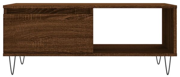 Barna tölgyszínű szerelt fa dohányzóasztal 90x50x36,5 cm