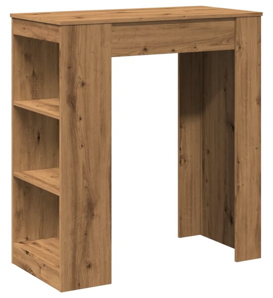 Kézműves tölgy szerelt fa bárasztal tárolókkal 95x47x103,5 cm