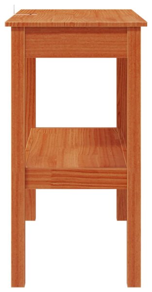 Konzolasztal polcokkal Viaszbarna 80 x 40 x 75 cm Tömör fenyő