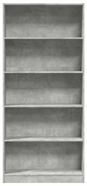 Betonszürke szerelt fa könyvespolc 80 x 24 x 176 cm