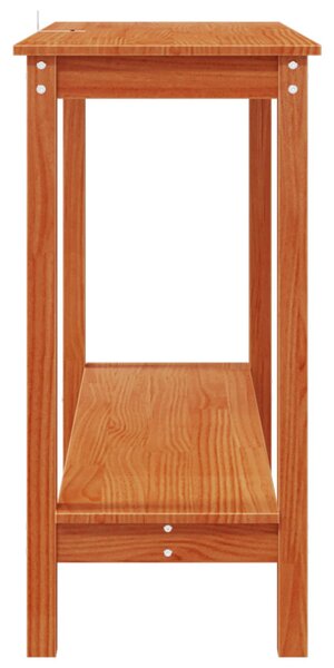 Konzolasztal polcokkal Viaszbarna 110 x 40 x 80 cm Tömör fenyő