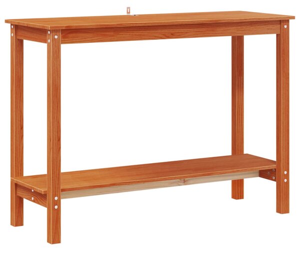 Konzolasztal polcokkal Viaszbarna 110 x 40 x 80 cm Tömör fenyő