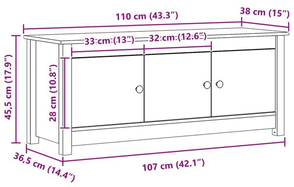 Cipőszekrény Viaszbarna 110 x 38 x 45,5 cm Tömör fenyő