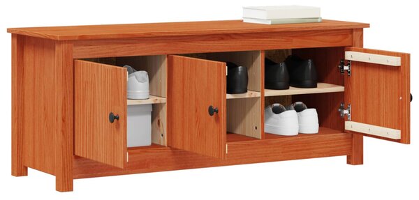 Cipőszekrény Viaszbarna 110 x 38 x 45,5 cm Tömör fenyő