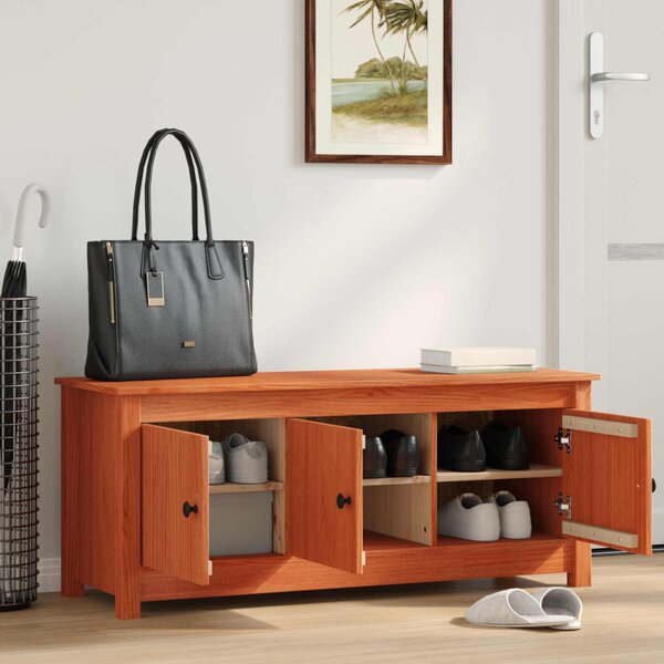 Cipőszekrény Viaszbarna 110 x 38 x 45,5 cm Tömör fenyő