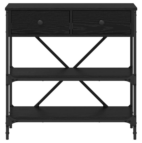 Konzolasztal fiókkal Fekete tölgy 75 x 34,5 x 75 cm faszínű