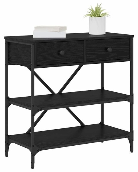 Konzolasztal fiókkal Fekete tölgy 75 x 34,5 x 75 cm faszínű
