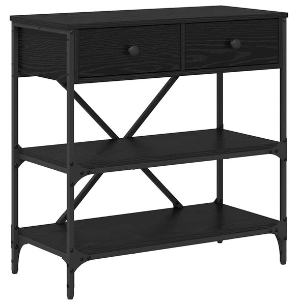 Konzolasztal fiókkal Fekete tölgy 75 x 34,5 x 75 cm faszínű