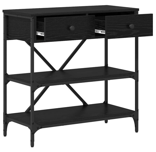 Konzolasztal fiókkal Fekete tölgy 75 x 34,5 x 75 cm faszínű