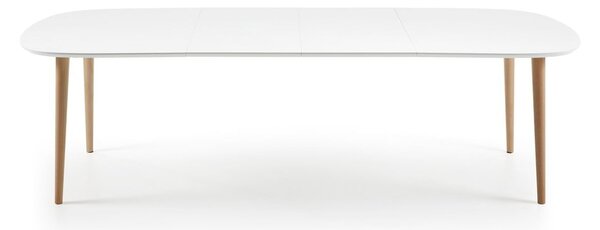 Fehér bővíthető étkezőasztal fehér asztallappal 100x160 cm Oqui – Kave Home