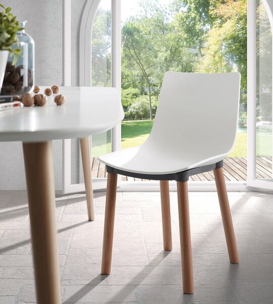Fehér bővíthető étkezőasztal fehér asztallappal 100x160 cm Oqui – Kave Home
