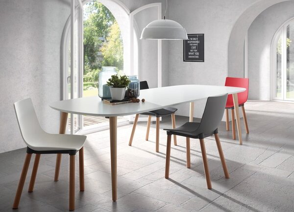 Fehér bővíthető étkezőasztal fehér asztallappal 100x160 cm Oqui – Kave Home