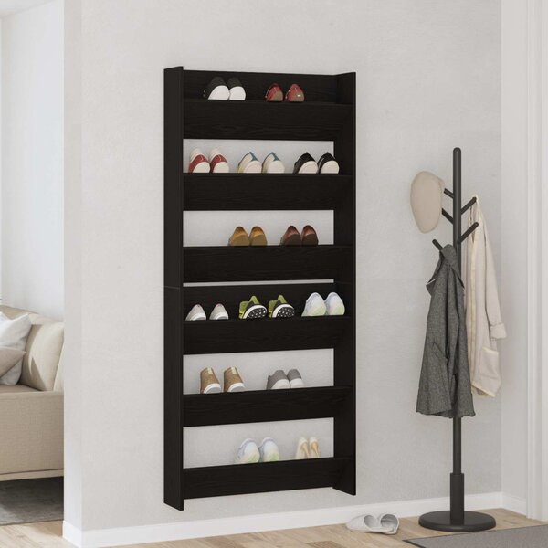Cipőszekrény 2 pcs Fekete tölgy 86 x 18 x 90 cm Faanyag