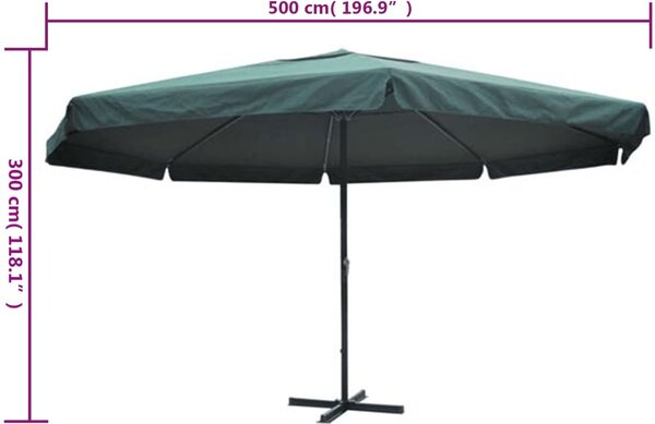 Zöld alumínium napernyő 500 cm