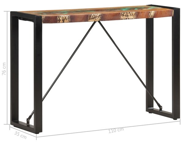Tömör újrahasznosított fa tálalóasztal 110 x 35 x 76 cm