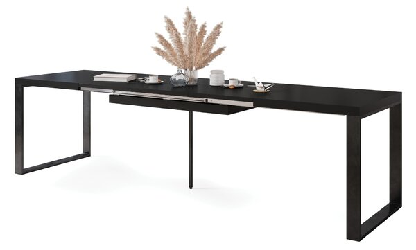 AVARI Fekete matt - Loft stílusú étkező/nappali asztal mely 290 cm-re bővíthető!
