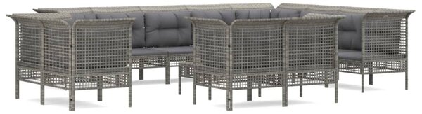 13 részes szürke polyrattan kerti ülőgarnitúra párnákkal