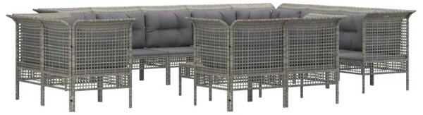 13 részes szürke polyrattan kerti ülőgarnitúra párnákkal