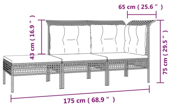 13 részes szürke polyrattan kerti ülőgarnitúra párnákkal