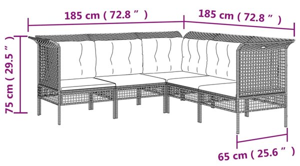 13 részes szürke polyrattan kerti ülőgarnitúra párnákkal