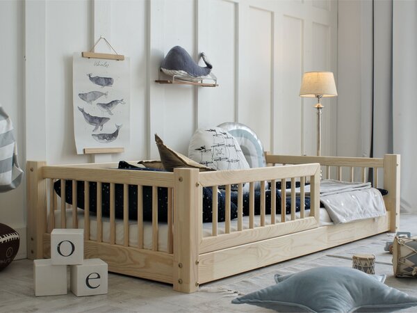 ELORA SLATS NEW gyerekágy ágyneműtartóval 80x160 - natúr