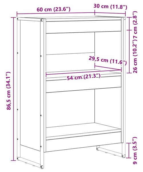 Könyvespolc Művészi tölgy 60 x 30 x 86,5 cm Faanyag