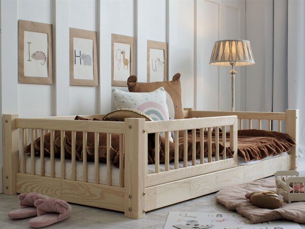 ELORA SLATS NEW gyerekágy ágyneműtartóval 80x160 - natúr