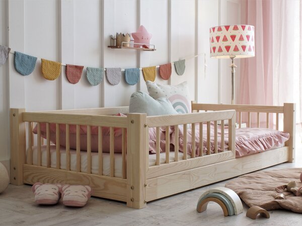ELORA SLATS NEW gyerekágy ágyneműtartóval 80x160 - natúr