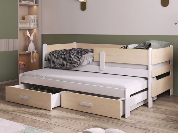 SOLANO gyerekágy 80x180 vendégággyal - fehér / natúr