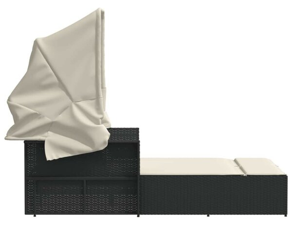 VidaXL Dupla Napozóágy - Polyrattan - Fekete - 201x110cm