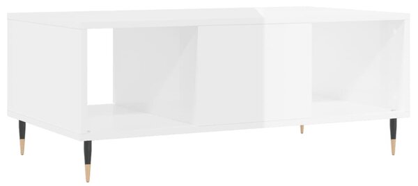 Magasfényű fehér szerelt fa dohányzóasztal 90 x 50 x 36,5 cm