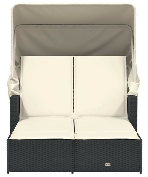 VidaXL Dupla Napozóágy - Polyrattan - Fekete - 201x110cm