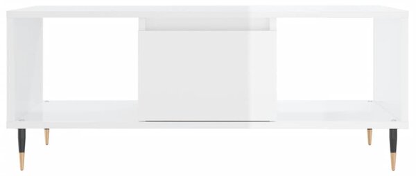 Magasfényű fehér szerelt fa dohányzóasztal 90 x 50 x 36,5 cm
