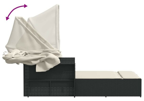 VidaXL Dupla Napozóágy - Polyrattan - Fekete - 201x110cm