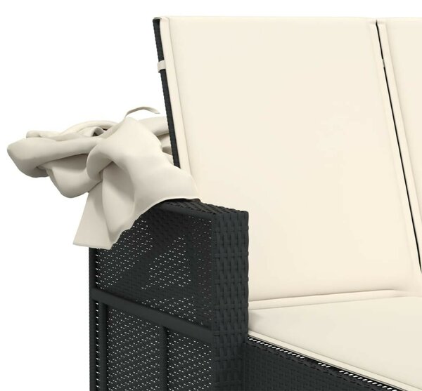 VidaXL Dupla Napozóágy - Polyrattan - Fekete - 201x110cm