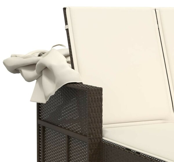VidaXL Dupla Napozóágy - Polyrattan - Barna - 201x110cm