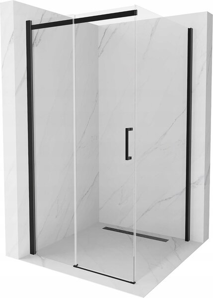 Mexen OMEGA zuhanykabin 100x100 cm, 8 mm-es üveg, fekete profil-átlátszó üveg, 825-100-100-70-00