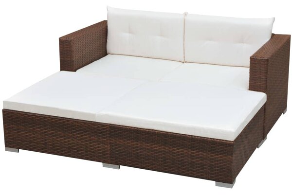 VidaXL 3 részes barna polyrattan kerti ülőgarnitúra párnával
