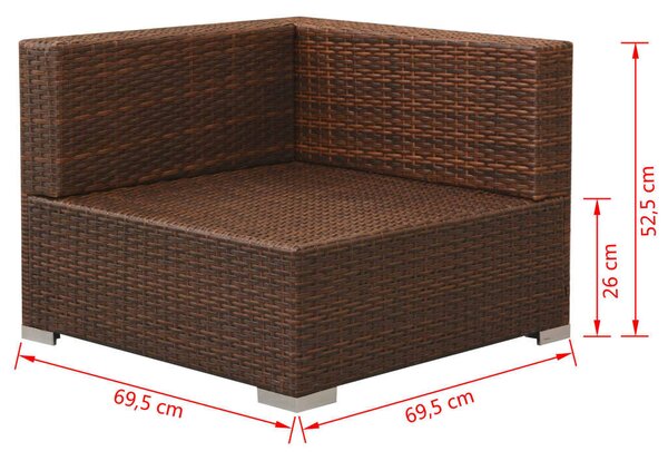 VidaXL 3 részes barna polyrattan kerti ülőgarnitúra párnával