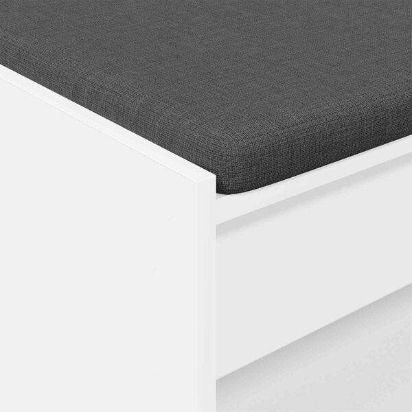VidaXL Előtér pad párnával Fehér 63 x 38 x 45 cm Műanyag Fa és Szövet